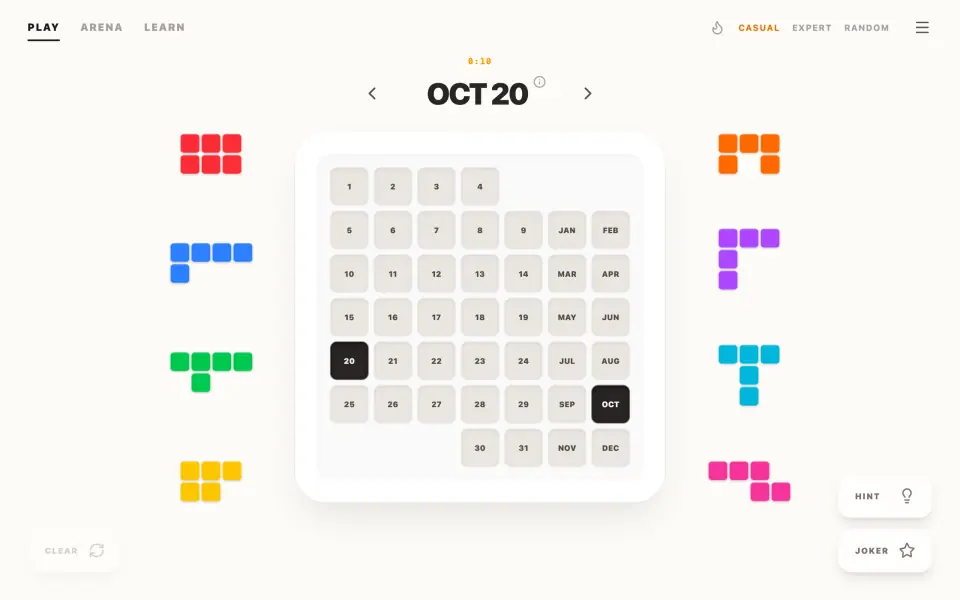 Daily Calendar Puzzle screenshot