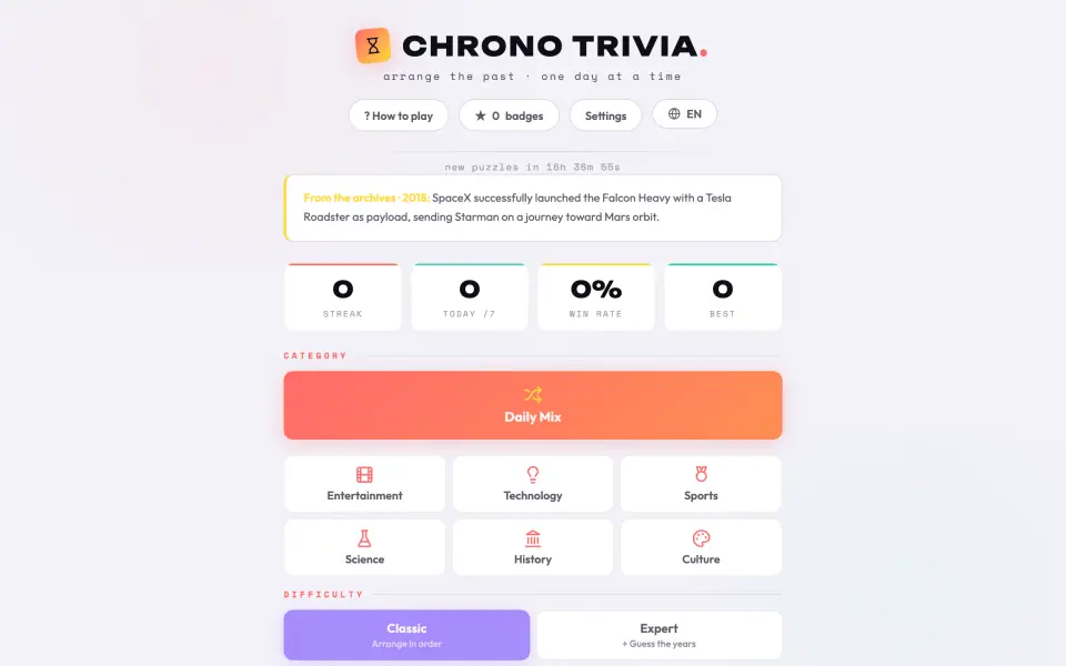 Chrono Trivia screenshot
