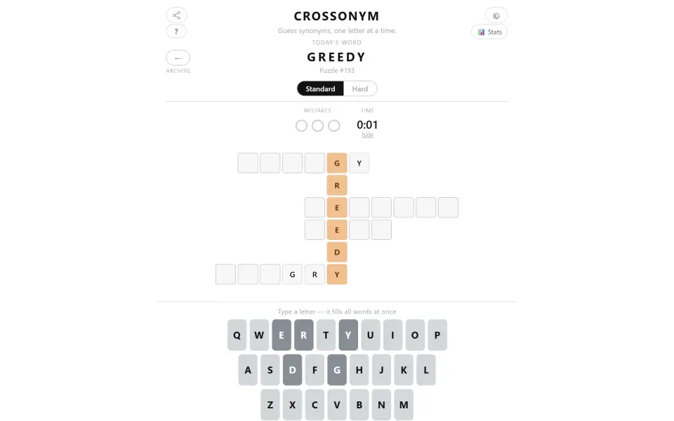Crossonym screenshot