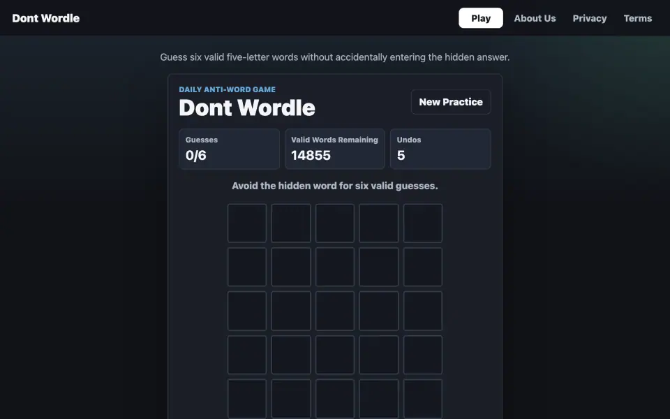 Dont Wordle screenshot