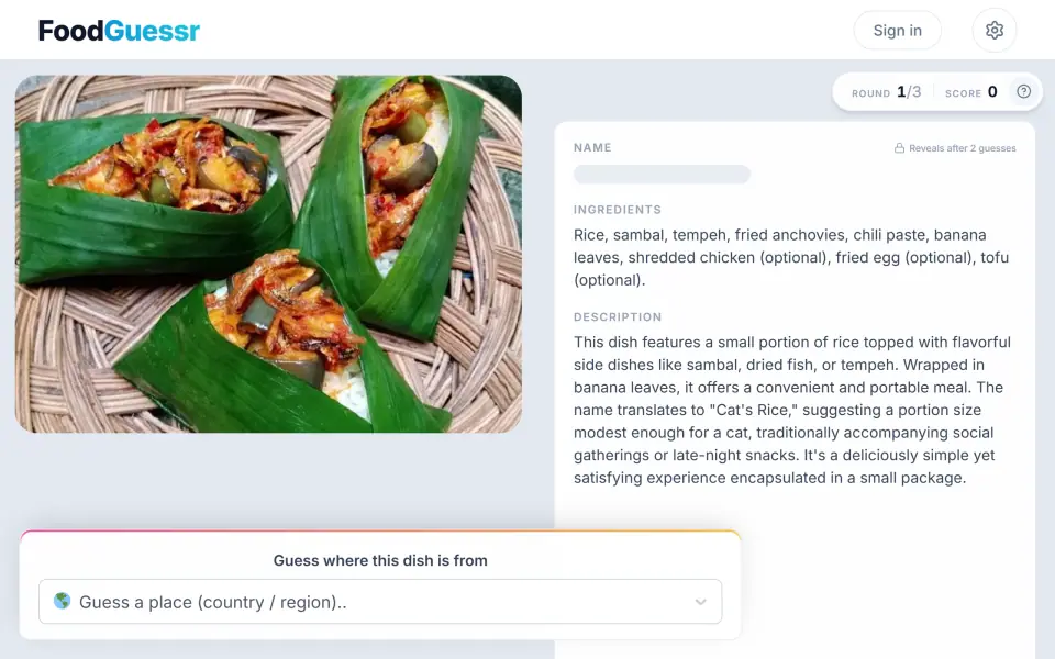 FoodGuessr screenshot