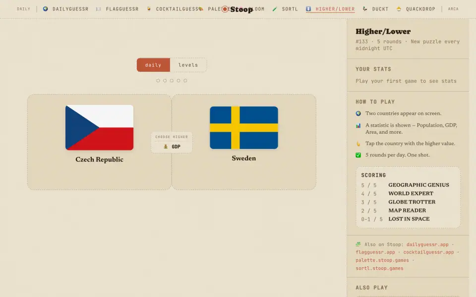 Higher/Lower screenshot
