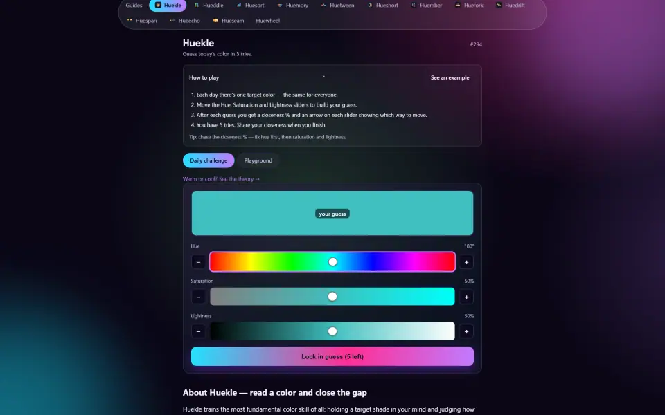 Huekle screenshot