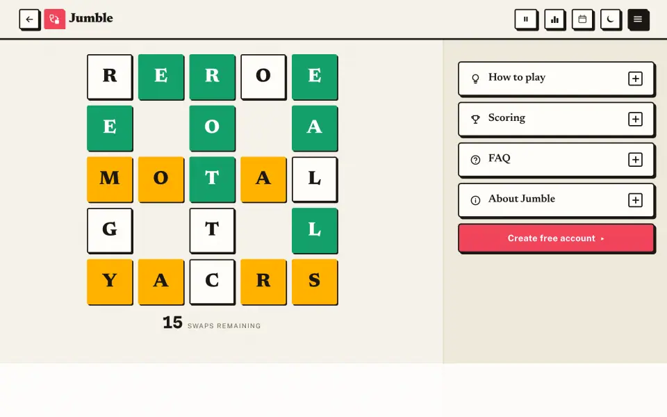 Jumble screenshot