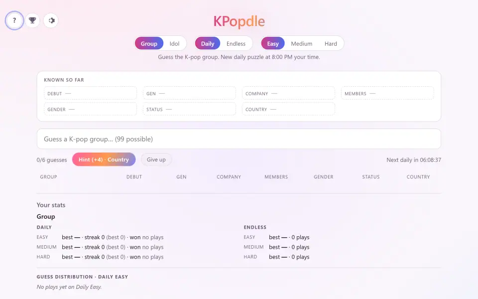 KPopdle screenshot