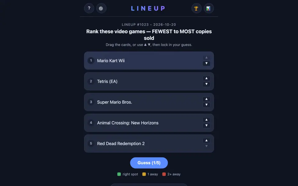 Lineup screenshot