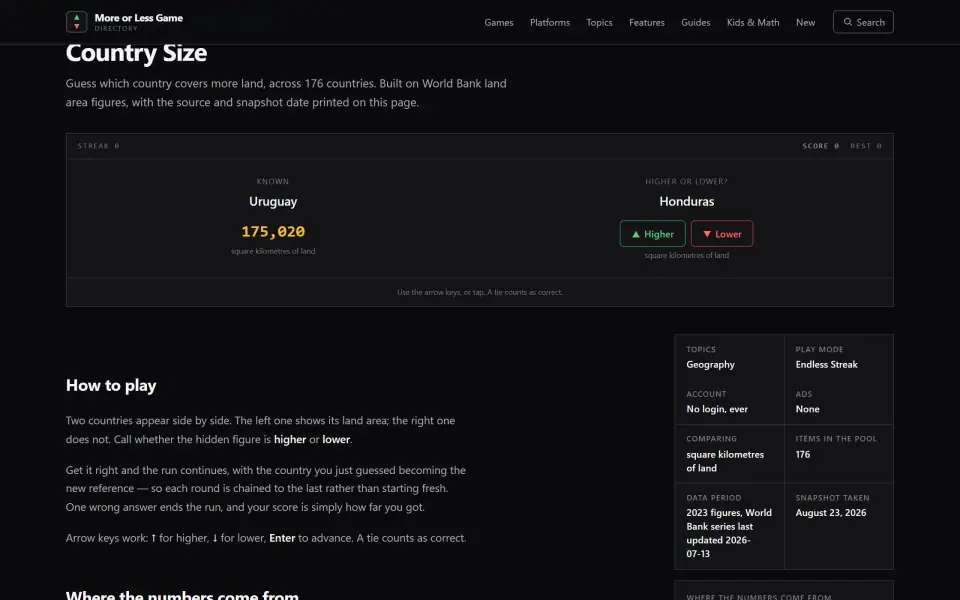 More or Less Game screenshot