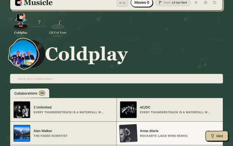 Musicle (artist connections) screenshot