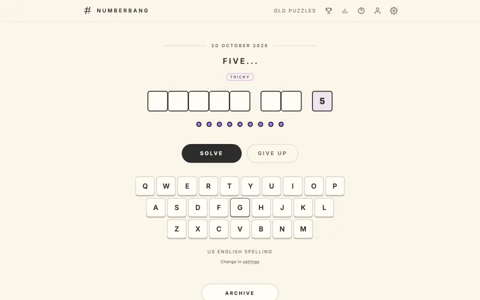NumberBang screenshot