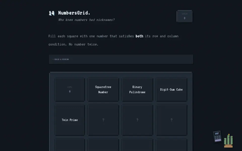 NumbersGrid screenshot
