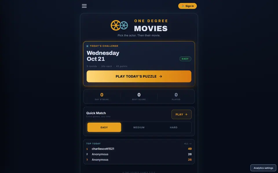 One Degree Movies screenshot