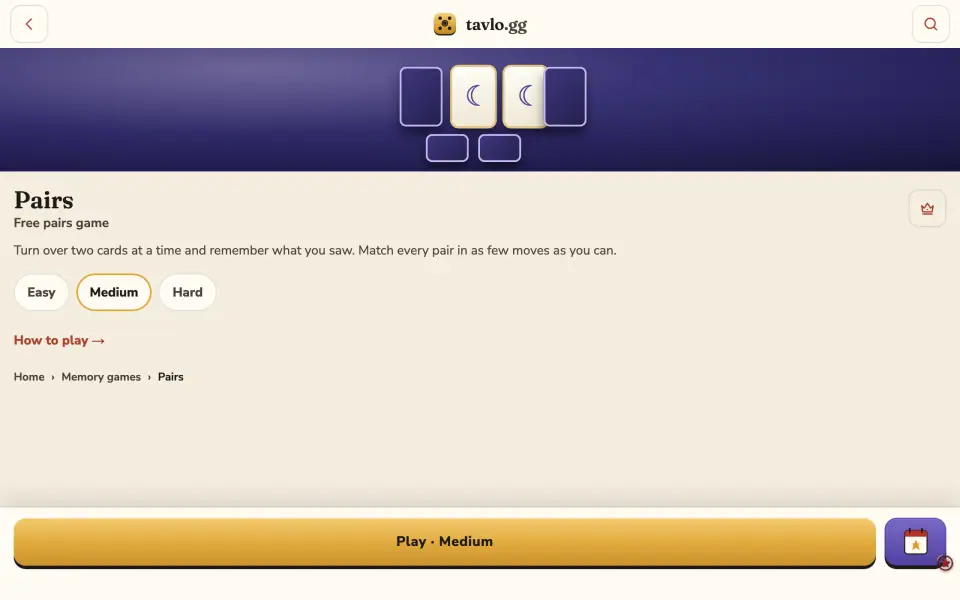 Pairs screenshot