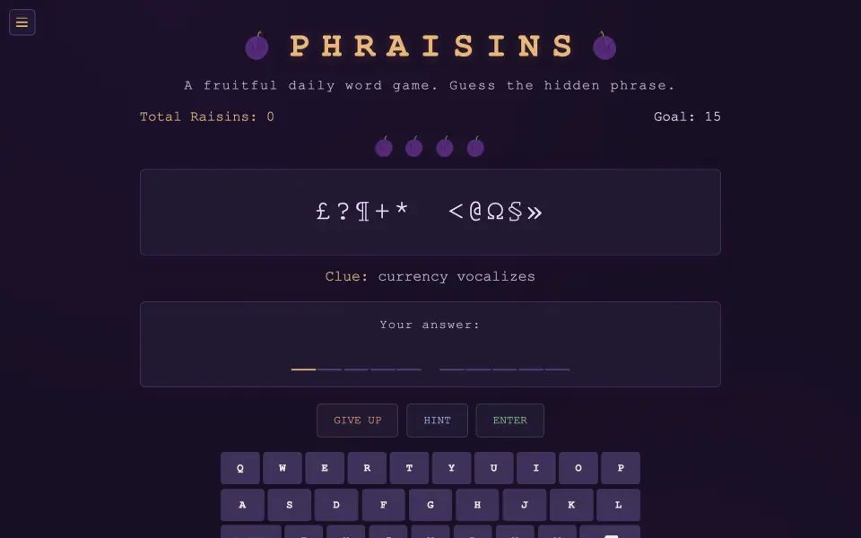 Phraisins screenshot