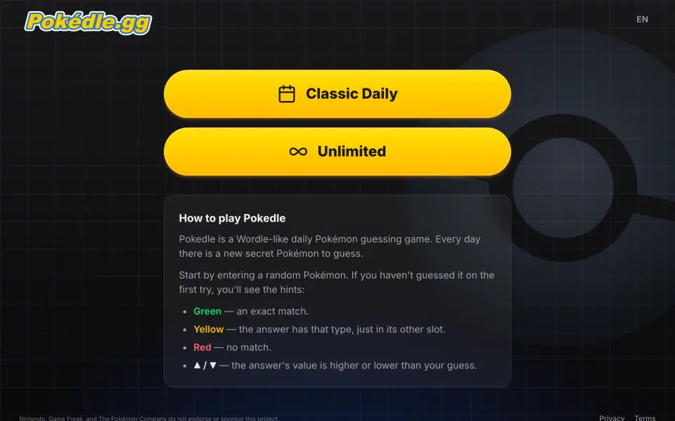 Pokédle screenshot