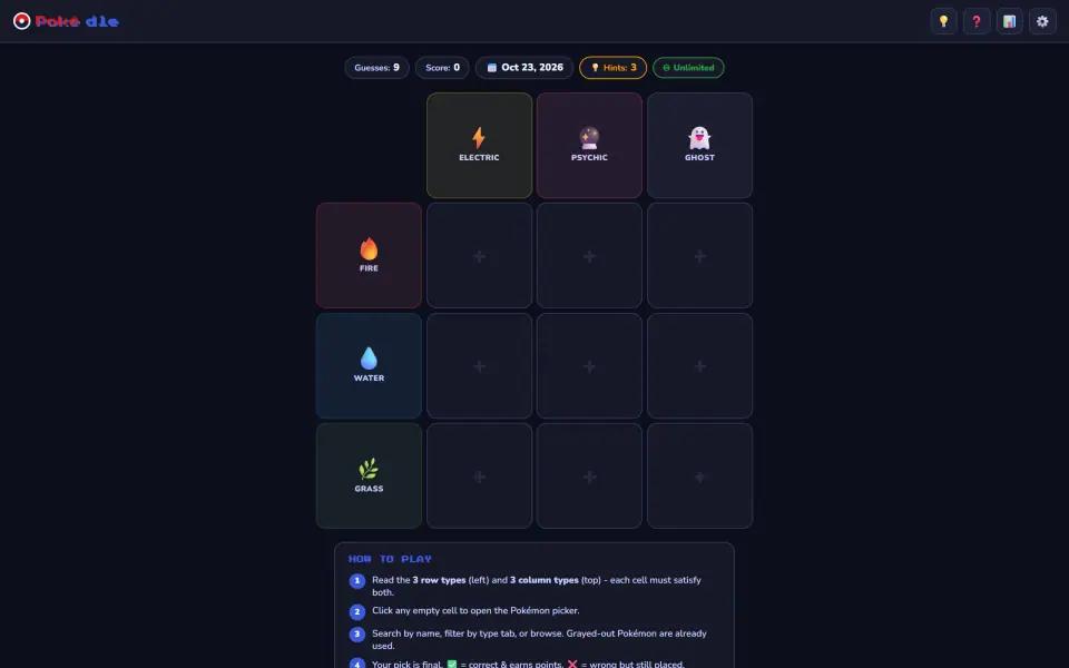 Pokedle Grid Puzzle screenshot
