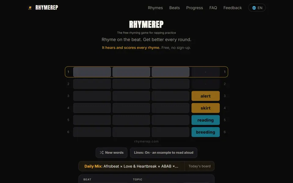 RhymeRep screenshot