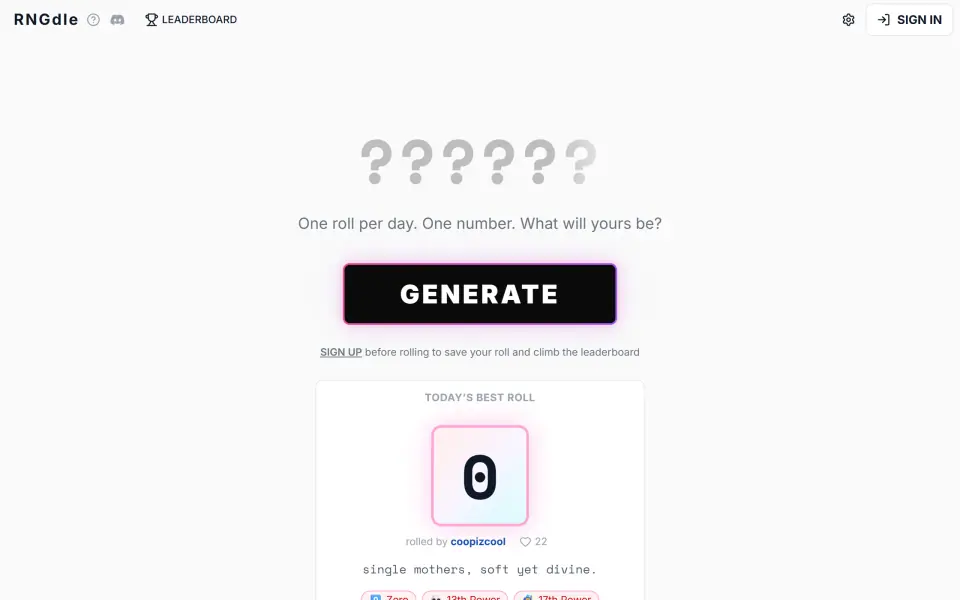RNGdle screenshot