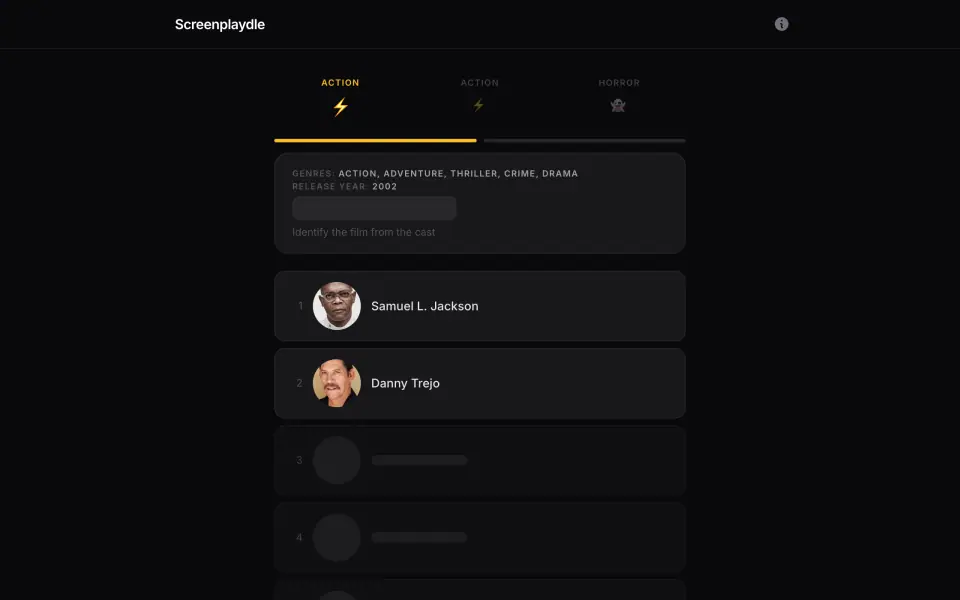 Screenplaydle screenshot