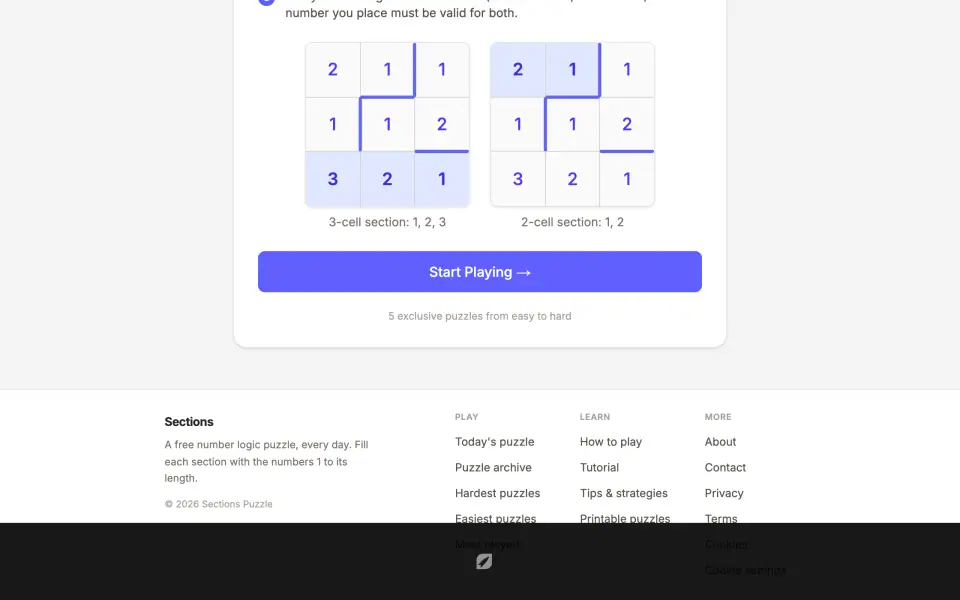 Sections screenshot