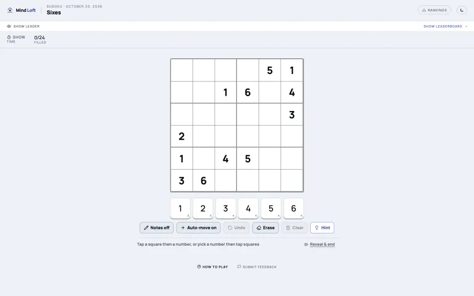 Sixes screenshot