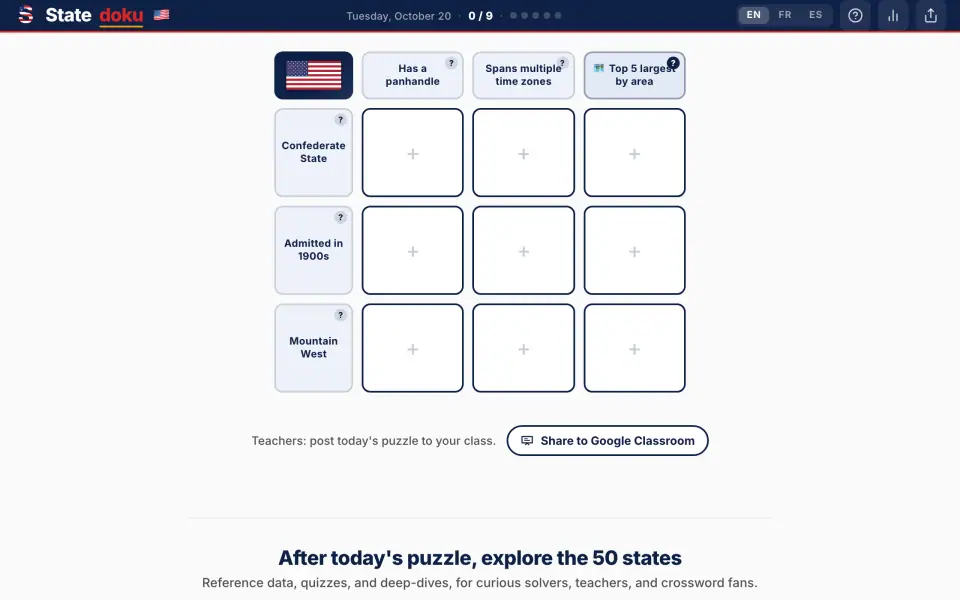 Statedoku screenshot