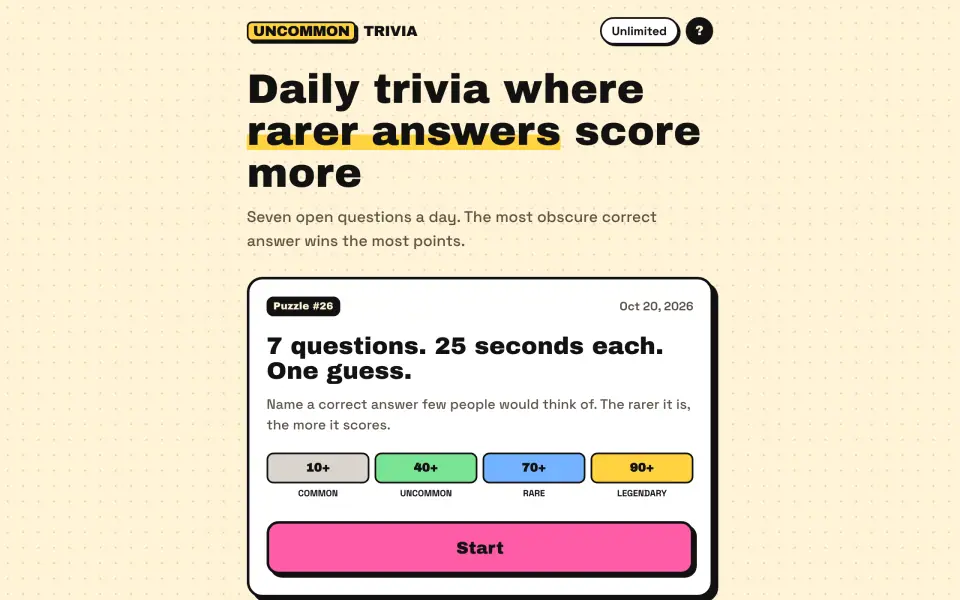 Uncommon Trivia screenshot