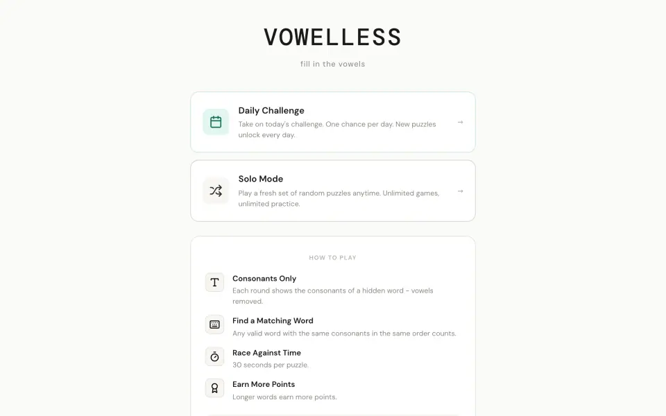 Vowelless screenshot