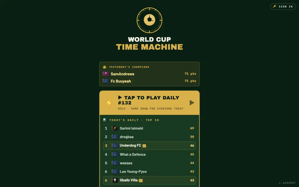 World Cup Time Machine screenshot
