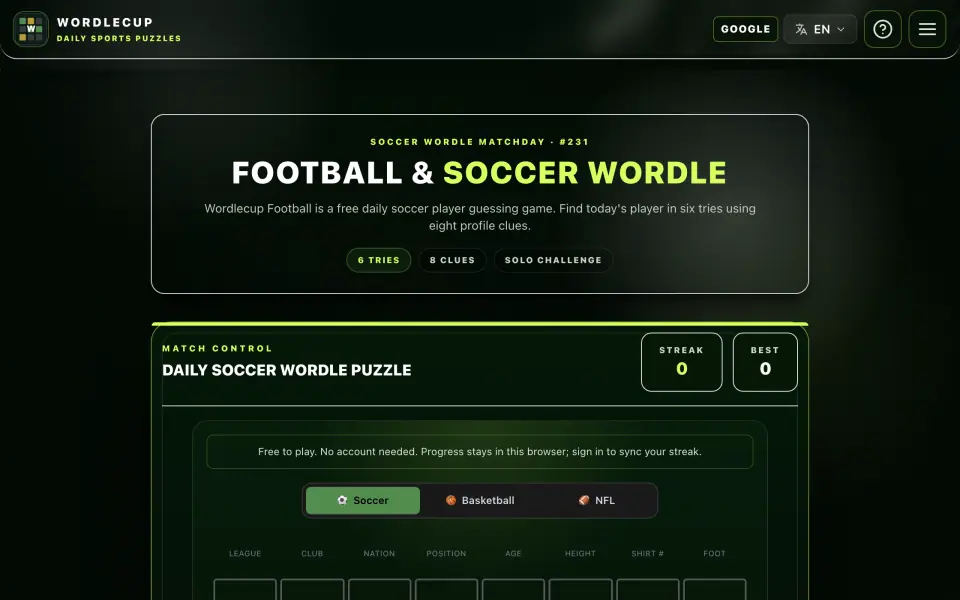 Wordlecup Football screenshot