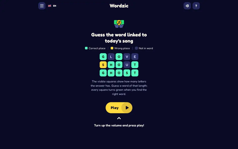 Wordzic screenshot